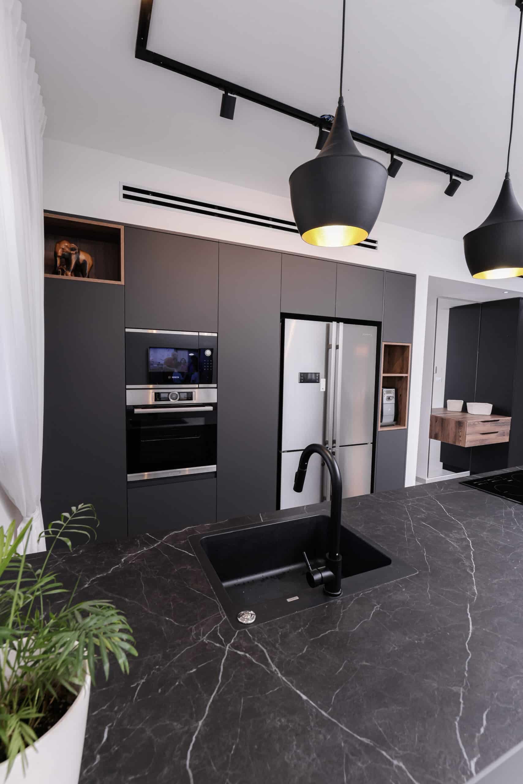 Stone countertop project with natural lighting